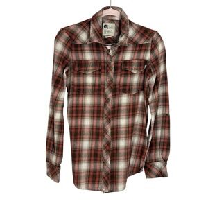 Billabong Women’s Back Gathered Flannel Shirt Sz S